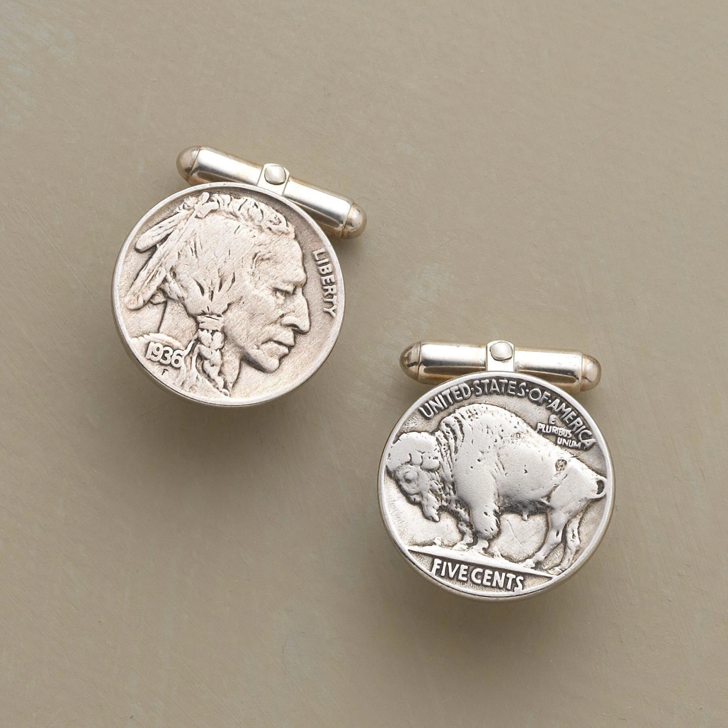 Vintage Buffalo Nickel Cuff Links 1 Vintage Buffalo Nickel Cuff Links
