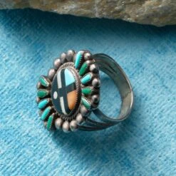 1930S Inlaid Sunface Ring