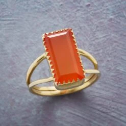 Carnelian Baguette Ring