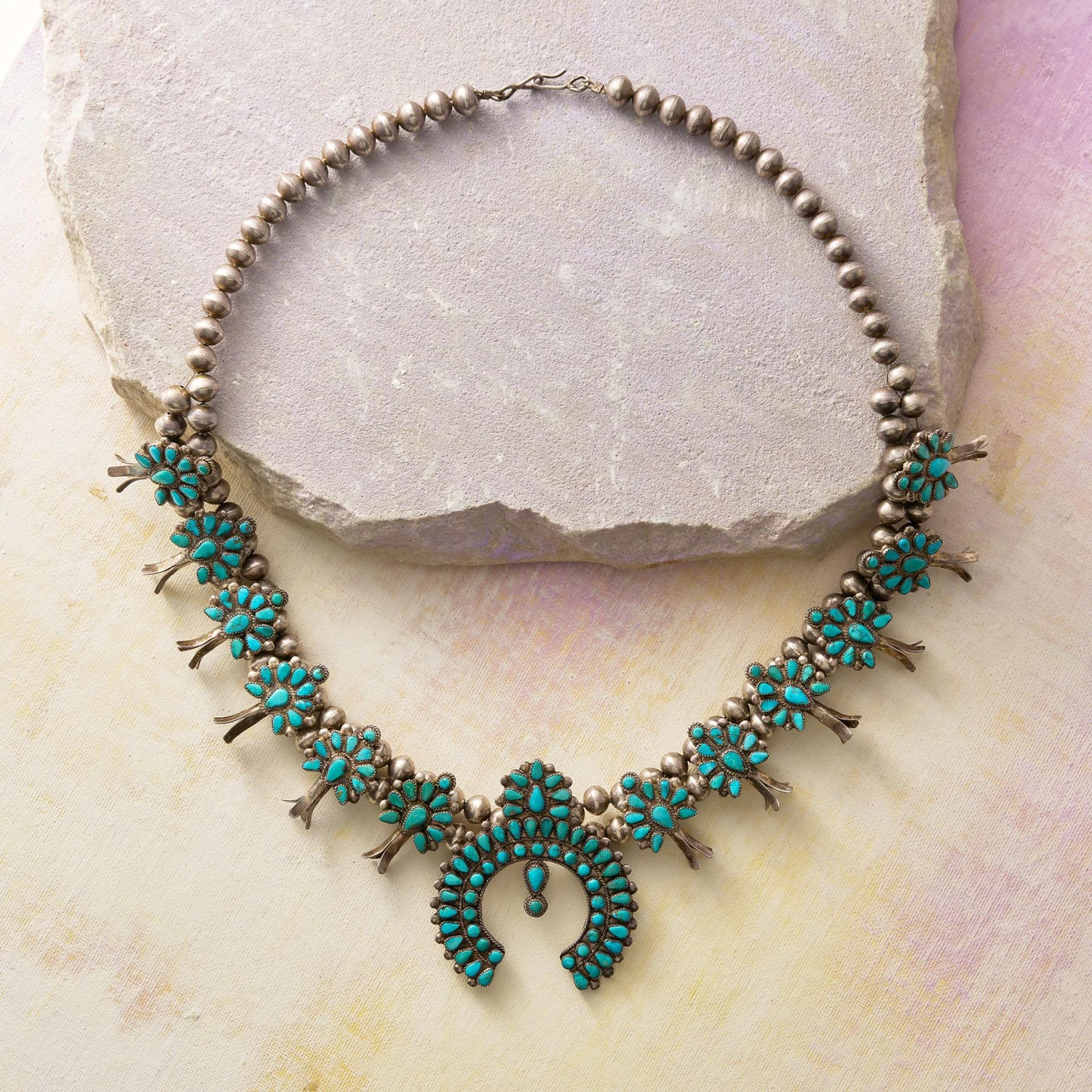 1930S Zuni Squash Blossom Necklace 2 1930S Zuni Squash Blossom Necklace - Image 2