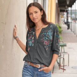 Avril Embroidered Henley -Eternal Jewelry Store d2fefc76 ca9b 4fbd ba10 a057bd3a4b89