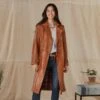 Araminta Leather Trench Coat - Petites